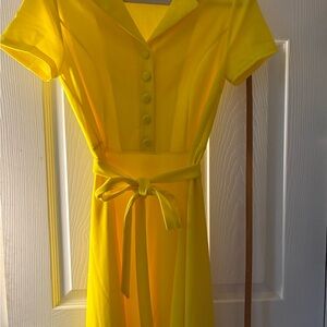 Vintage Yellow Dress with Belt